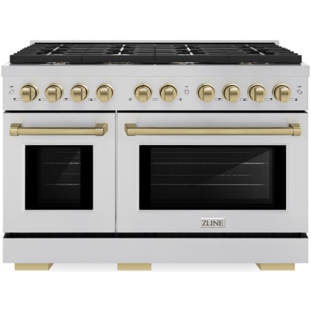 ZLINE Autograph Edition 48 Inch Wide 6.7 Cu. Ft. Free Standing Gas Range with Champagne Bronze Accents and Italian-Made Sealed Burners Stainless Steel