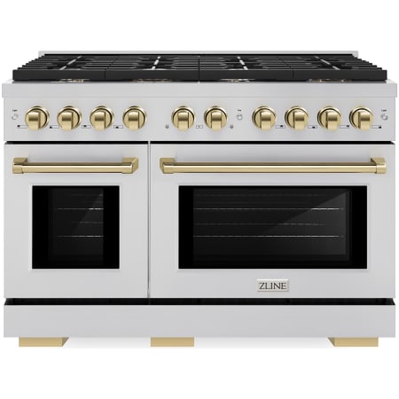 ZLINE Autograph Edition 48 Inch Wide 6.7 Cu. Ft. Free Standing Gas Range with Polished Gold Accents and Italian-Made Sealed Burners Stainless Steel