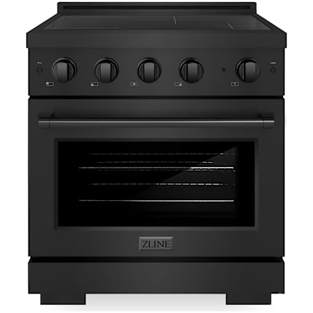 ZLINE Paramount 30 Inch Wide 4.2 Cu. Ft. Free Standing Induction Range with Knob Controls and Bridge Cooking Zone Black Stainless Steel