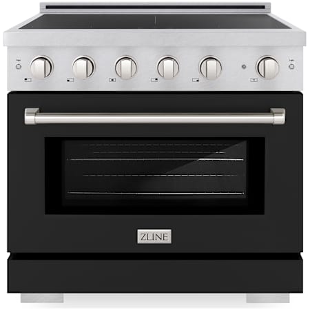 ZLINE Paramount 36 Inch Wide 5.2 Cu. Ft. Free Standing Induction Range with Knob Controls and Anti-Glare Matte Coating Satin Stainless Steel / Black Matte