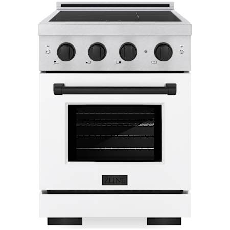 ZLINE Paramount 24 Inch Wide 3.2 Cu. Ft. Free Standing Induction Range with Knob Controls and Convection Satin Stainless Steel / White Matte