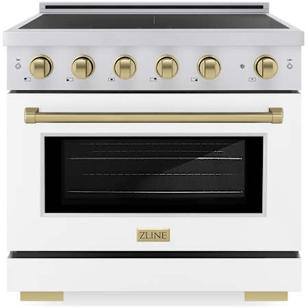 ZLINE Paramount 36 Inch Wide 5.2 Cu. Ft. Free Standing Induction Range with Knob Controls and Anti-Scratch Glass Stainless Steel / White Matte