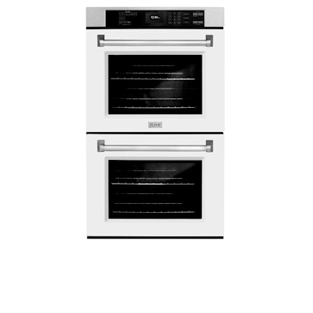 ZLINE 30 Inch Wide 10 Cu. Ft. Fingerprint Resistant Electric Double Oven with Air Fry Mode, True Convection Cooking, and White Matte Doors Stainless Steel / White Matte