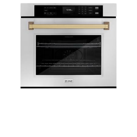 ZLINE Autograph Edition 30 Inch Wide 5 Cu. Ft. Electric Single Oven with Champagne Bronze Accents, Exclusive Handle Design, and True Convection Cooking Stainless Steel