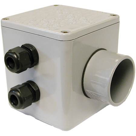 Zoeller Junction Box with 0.75” Hub, 4 Small Cord Grips and 1 Plug Gray