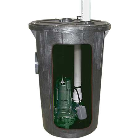 Zoeller Model 912 Simplex 18" x 30" Sewage Package System Black