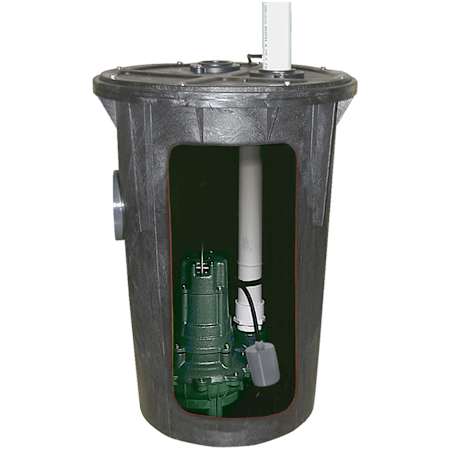 Zoeller Model 912 Simplex 18" x 30" Sewage Package System Black