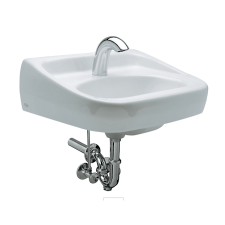 Zurn Hand Washing System with 20” x 18” Wall Hung Lavatory with 0.5 GPM Single-Hole, Serio Battery Powered Sensor Faucet White / Chrome