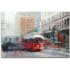 A and E Bath and Shower Modern 36" x 24" Monorail Frameless Abstract, Cityscapes, and Landscapes Painting on Canvas Red
