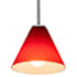 Access Lighting Martini 1 Light LED Pendant - 7" Wide with Red Glass Shade Brushed Steel