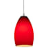 Access Lighting Champagne 1 Light LED Pendant - 5" Wide with Red Glass Shade Brushed Steel