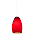 Access Lighting Champagne 1 Light LED Pendant - 5" Wide with Red Glass Shade Brushed Steel