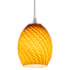 Access Lighting Brandy FireBird 6" Wide Mini Pendant - Cord Hung Brushed Steel / Amber Fire Bird