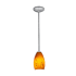 Access Lighting Janine 1 Light Mini Pendant Brushed Steel / Amber Sky