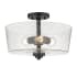 Acclaim Lighting Rowe 3 Light 15" Wide Semi-Flush Drum Ceiling Fixture Matte Black