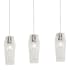 AFX Candace 3 Light 36" Wide Linear Pendant with Faceted, Clear Glass Shades Satin Nickel