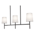 AFX Rose 3 Light 36" Wide Linear Chandelier with White Linen Shades Black / White
