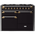 AGA Elise Series 48 Inch Wide 6 Cu. Ft. Free Standing Dual Fuel Range with Brass Accents Matte Black / Brass