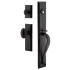 Ageless Iron Keep - Rustic Farmhouse Cast Iron Full Plate Dummy Door Handle Set with Interior Trim and Aeg Egg Knob Black Iron
