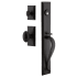 Ageless Iron Rustic Farmhouse Cast Iron Full Plate Dummy Door Handle Set with Interior Vale Trim and Aeg Egg Knob Black Iron