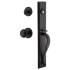 Ageless Iron Keep - Rustic Cast Iron Full Plate Dummy Door Handle Set with Interior Loch Trim and Round Knob Black Iron