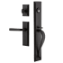 Ageless Iron Keep - Rustic Black Cast Iron Left Handed Full Plate Dummy Door Handleset with Interior Keep Trim and Lance Lever Black Iron