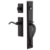 Ageless Iron Keep - Rustic Cast Iron Left Handed Full Plate Dummy Door Handleset with Interior Keep Trim and Tine Lever Black Iron