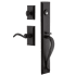 Ageless Iron Keep - Rustic Cast Iron Left Handed Full Plate Dummy Door Handleset with Interior Vale Trim and Tine Lever Black Iron