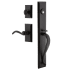 Ageless Iron Keep - Rustic Cast Iron Right Handed Full Plate Dummy Door Handleset with Interior Vale Trim and Tine Lever Black Iron
