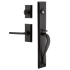Ageless Iron Keep - Rustic Cast Iron Left Handed Full Plate Dummy Door Handleset with Interior Vale Trim and Dirk Lever Black Iron