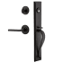 Ageless Iron Keep - Rustic Cast Iron Left Handed Full Plate Dummy Door Handleset with Interior Loch Trim and Dirk Lever Black Iron