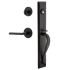 Ageless Iron Keep - Rustic Cast Iron Right Handed Full Plate Dummy Door Handleset with Interior Loch Trim and Dirk Lever Black Iron