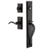 Ageless Iron Keep - Rustic Cast Iron Right Handed Full Plate Single Cylinder Keyed Entry Handleset with Interior Vale Trim and Tine Lever for 2-3/4" Backset Doors Black Iron