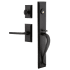 Ageless Iron Keep - Rustic Cast Iron Left Handed Full Plate Single Cylinder Keyed Entry Handleset with Interior Vale Trim and Dirk Lever for 2-3/8" Backset Doors Black Iron