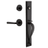 Ageless Iron Keep - Rustic Cast Iron Left Handed Full Plate Single Cylinder Keyed Entry Handleset with Interior Loch Trim and Lance Lever for 2-3/4" Backset Doors Black Iron