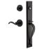 Ageless Iron Keep - Rustic Cast Iron Right Handed Full Plate Single Cylinder Keyed Entry Handleset with Interior Loch Trim and Tine Lever for 2-3/4" Backset Doors Black Iron