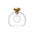 Alora Lighting Castilla 12" Wide Semi-Flush Globe Ceiling Fixture with Clear Glass Shade Aged Gold