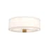 Alora Lighting Theo 3 Light 24" Wide Flush Mount Drum Ceiling Fixture with Linen Shade Aged Gold