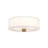 Alora Lighting Theo 3 Light 24" Wide Flush Mount Drum Ceiling Fixture with Linen Shade Aged Gold