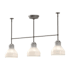 Alora Lighting Westlake 3 Light 34" Wide Linear Pendant with Glossy Opal Glass Shades Brushed Nickel
