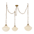 Alora Lighting Farrah 3 Light 12" Wide Multi Light Pendant with Ribbed Opal Glass Shades Brushed Gold / Glossy Ribbed Opal Glass