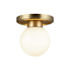 Alora Lighting Fiore 6" Wide Semi-Flush Globe Ceiling Fixture Brushed Gold / Glossy Opal Glass