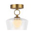 Alora Lighting Leota 8" Wide LED Semi-Flush Ceiling Fixture with Clear and Opal Glass Shades Brushed Gold / Clear Glass