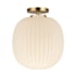 Alora Lighting Cherise 12" Wide Semi-Flush Ceiling Fixture with Ribbed Opal Glass Shade Brushed Gold / Glossy Ribbed Opal Glass