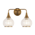Alora Lighting Hazel 2 Light 17" Wide Bathroom Vanity Light with Clear Glass Shades Aged Gold
