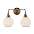 Alora Lighting Hazel 2 Light 17" Wide Bathroom Vanity Light with Opal Glass Shades Aged Gold