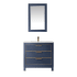 Altair Jackson 36" Free Standing Single Basin Vanity Set with Cabinet, Stone Composite Vanity Top, and Framed Mirror Royal Blue