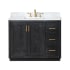 Altair Gazsi 42" Free Standing Single Basin Vanity Set with Cabinet and Engineered Stone Vanity Top Black Oak
