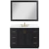 Altair Gazsi 48" Free Standing Single Basin Vanity Set with Cabinet, Stone Composite Vanity Top, and Framed Mirror Black Oak