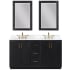 Altair Gazsi 60" Free Standing Double Basin Vanity Set with Cabinet, Stone Composite Vanity Top, and Framed Mirror Black Oak